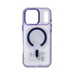 Capa Magnética Transparente em Acrílico Premium para Apple iPhone 17 Pro Max/iPhone 18 Pro Max Roxo